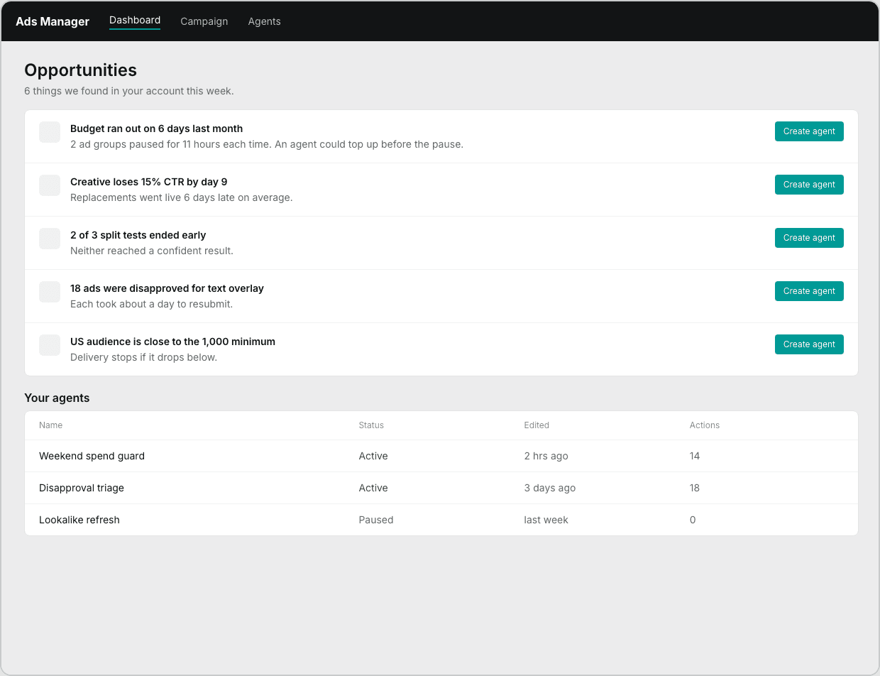 Dashboard iteration 1b — opportunity feed pivot